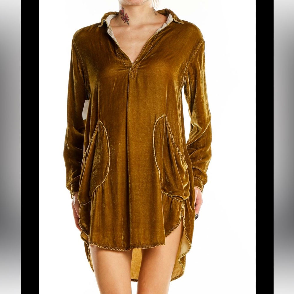 Free People Gold Velvet Tunic Shirt/Dress